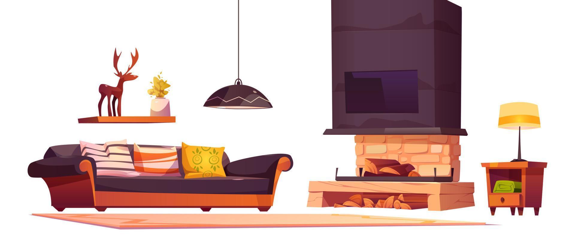 Isolated alpine chalet house furniture vector set