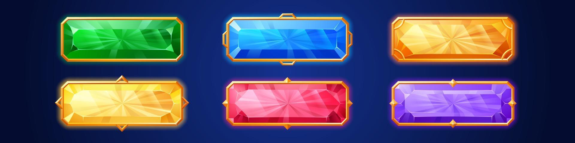 Game buttons from gems and gold frames vector