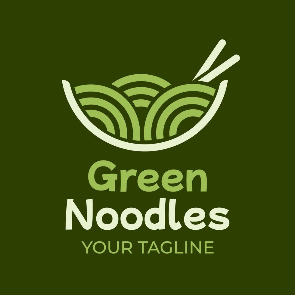 verde fideos en el bol. adecuado para natural, orgánico y sano producto logo inspiración. vector