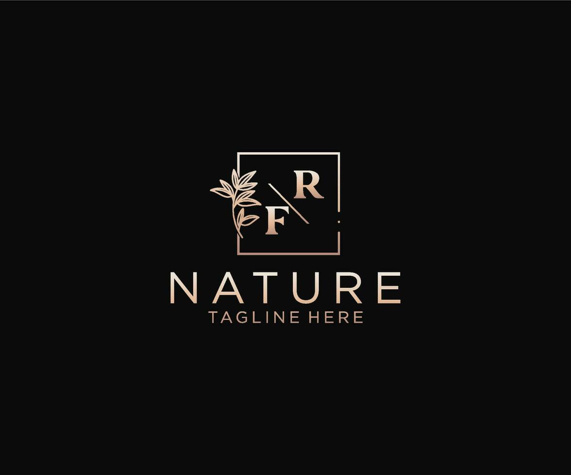 initial RF letters Beautiful floral feminine editable premade monoline logo suitable, Luxury feminine wedding branding, corporate. vector
