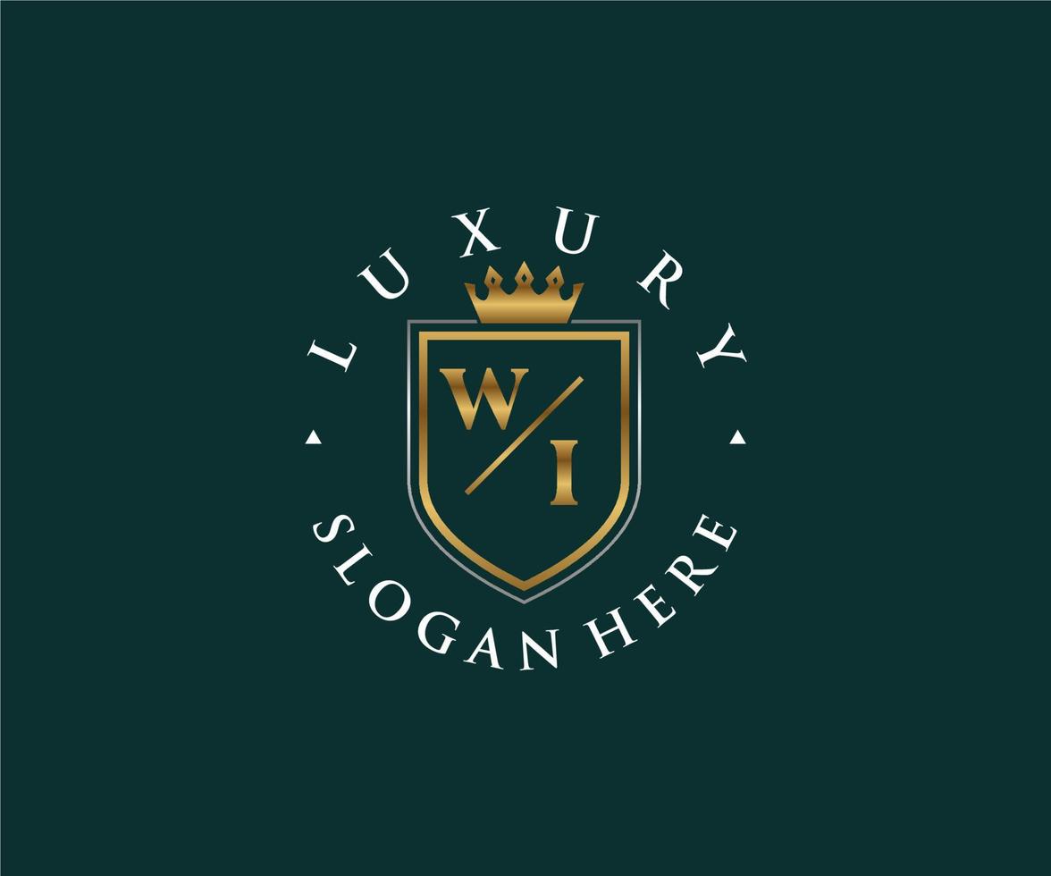 Initial WI Letter Royal Luxury Logo template in vector art for Restaurant, Royalty, Boutique, Cafe, Hotel, Heraldic, Jewelry, Fashion and other vector illustration.