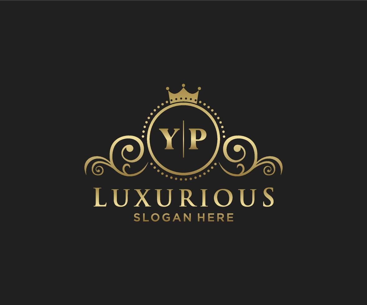 Initial YP Letter Royal Luxury Logo template in vector art for Restaurant, Royalty, Boutique, Cafe, Hotel, Heraldic, Jewelry, Fashion and other vector illustration.