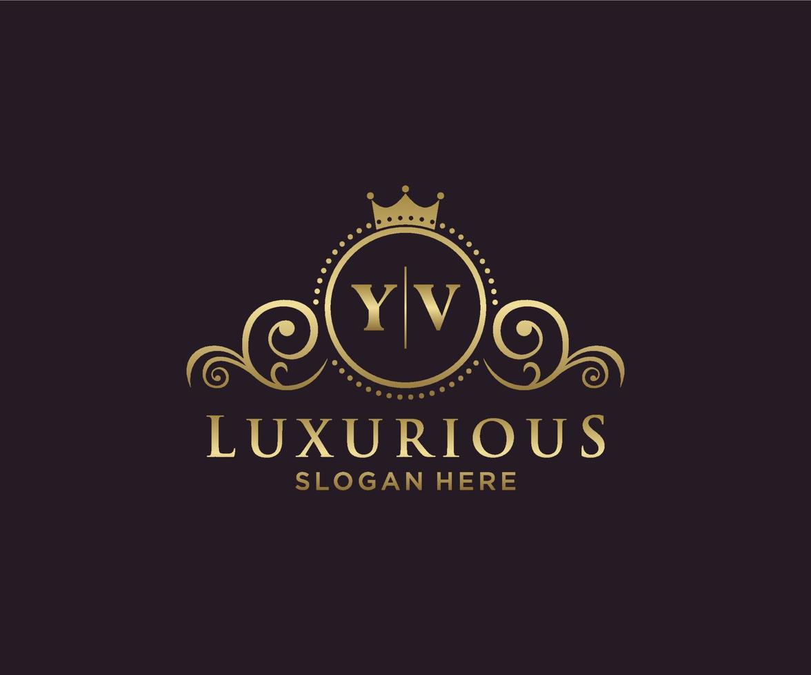 Initial YV Letter Royal Luxury Logo template in vector art for Restaurant, Royalty, Boutique, Cafe, Hotel, Heraldic, Jewelry, Fashion and other vector illustration.