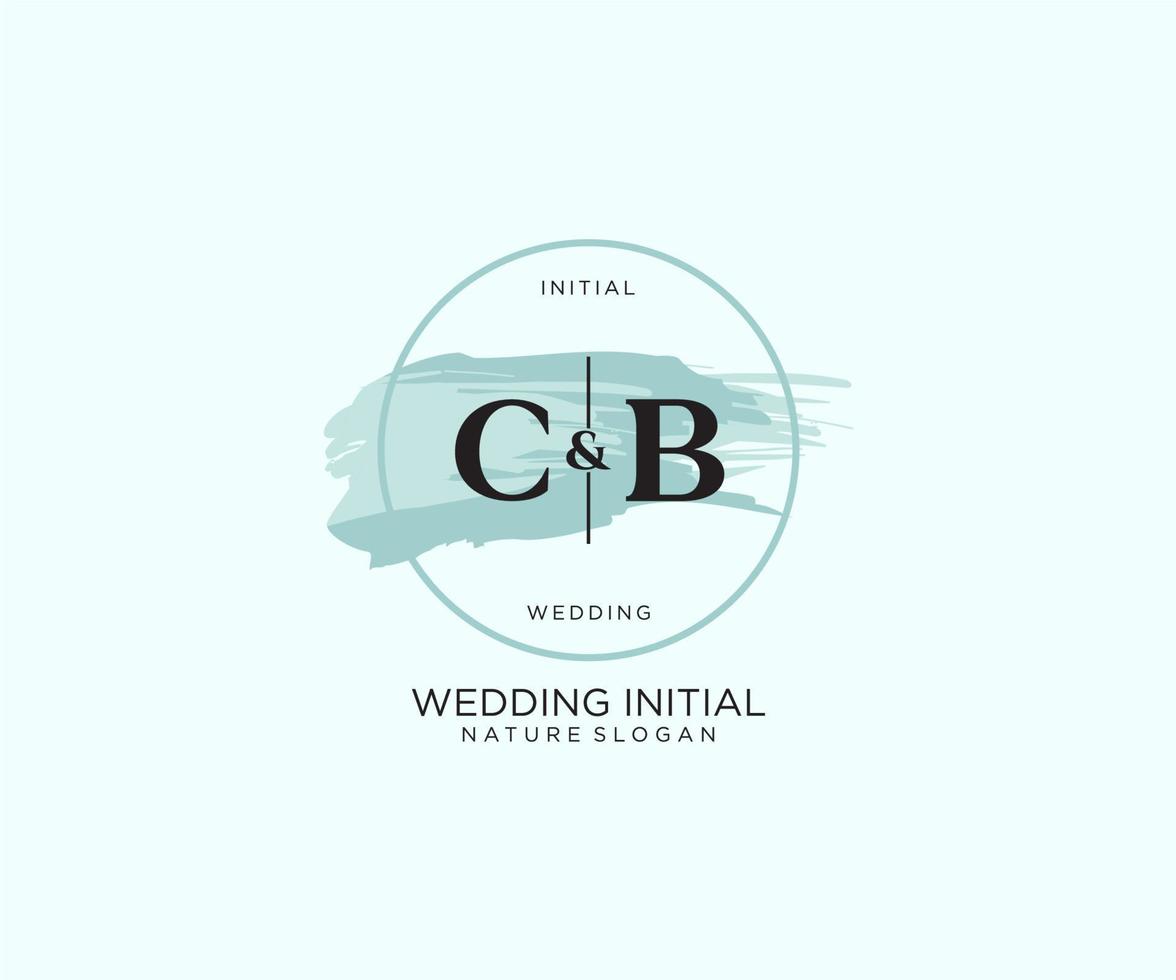 Initial CB Letter Beauty vector initial logo, handwriting logo of initial signature, wedding, fashion, jewerly, boutique, floral and botanical with creative template for any company or business.