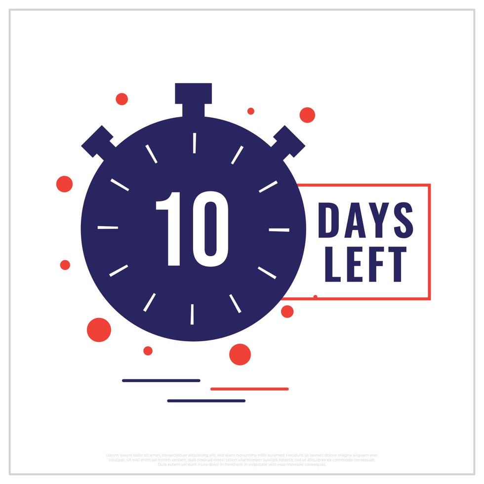 10 dias izquierda, 10 dias izquierda reloj diseño, 10, días, servicios, temporada oferta, invierno oferta, verano oferta, tipografía, reloj, icono, bandera, póster, vector, editable, eps, archivo, compañía, plantilla, creativo vector