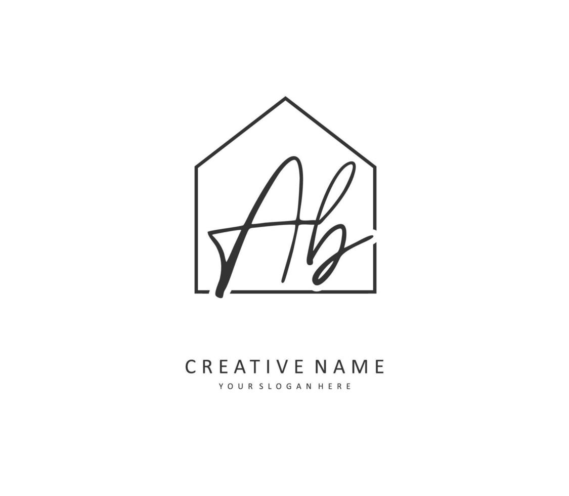 AB Initial letter handwriting and  signature logo. A concept handwriting initial logo with template element. vector