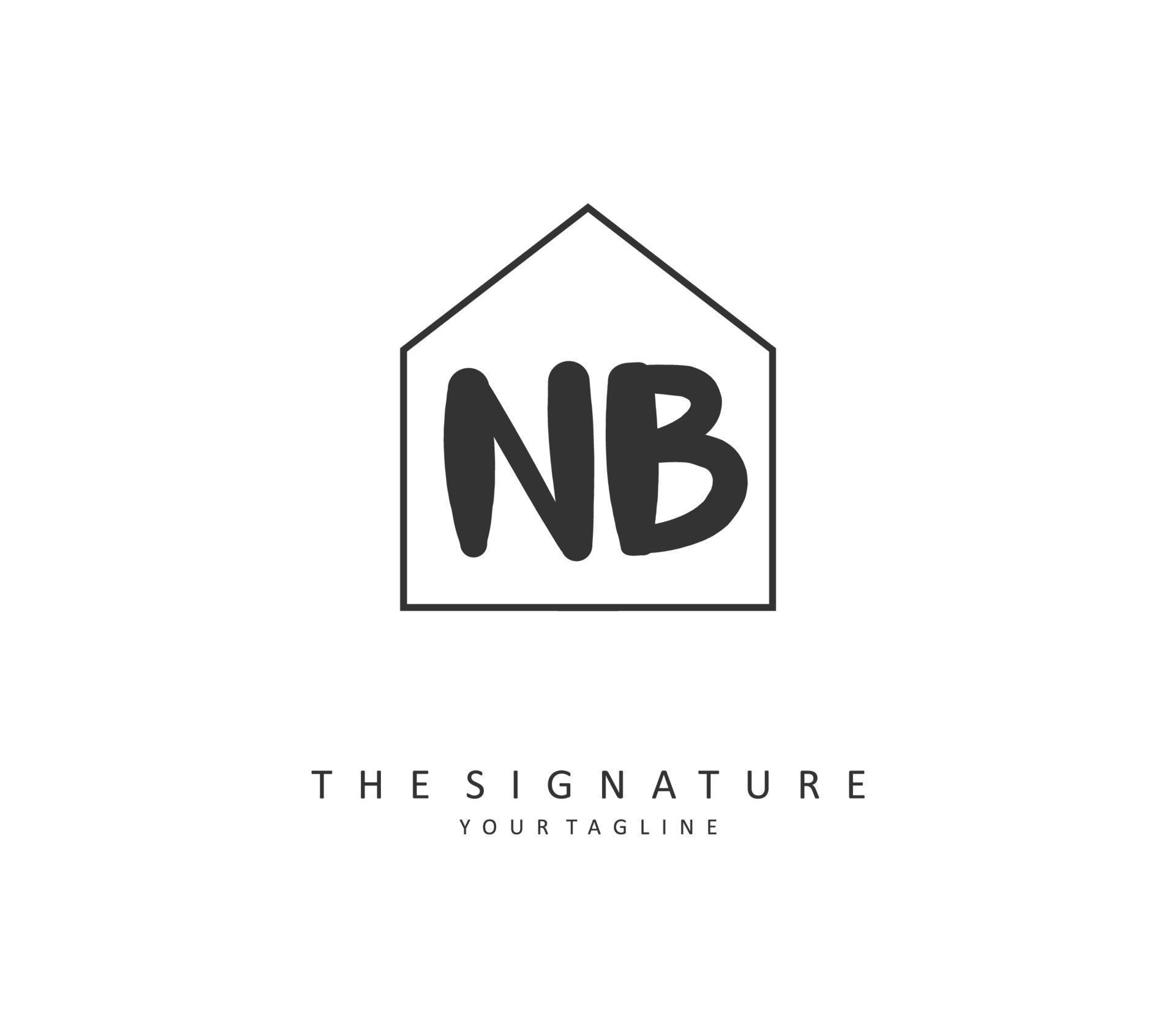 N B NB Initial letter handwriting and signature logo. A concept