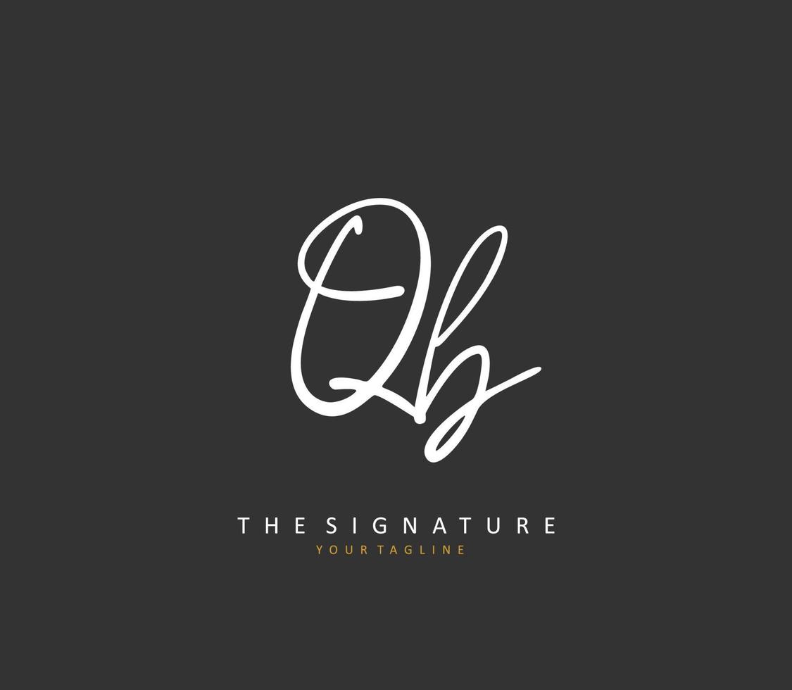 Q B QB Initial letter handwriting and  signature logo. A concept handwriting initial logo with template element. vector