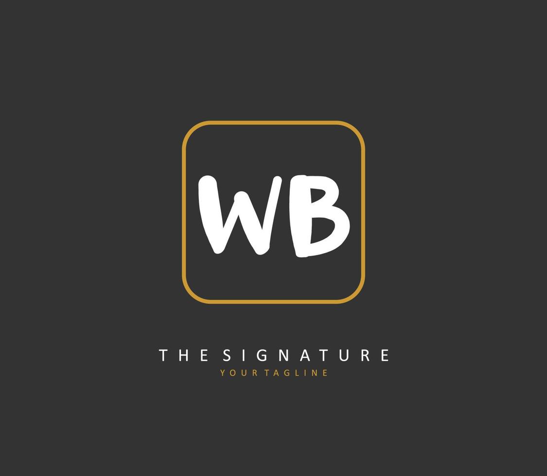 W B WB Initial letter handwriting and  signature logo. A concept handwriting initial logo with template element. vector