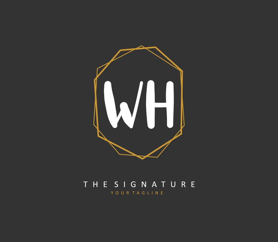 W H WH Initial letter handwriting and  signature logo. A concept handwriting initial logo with template element. vector