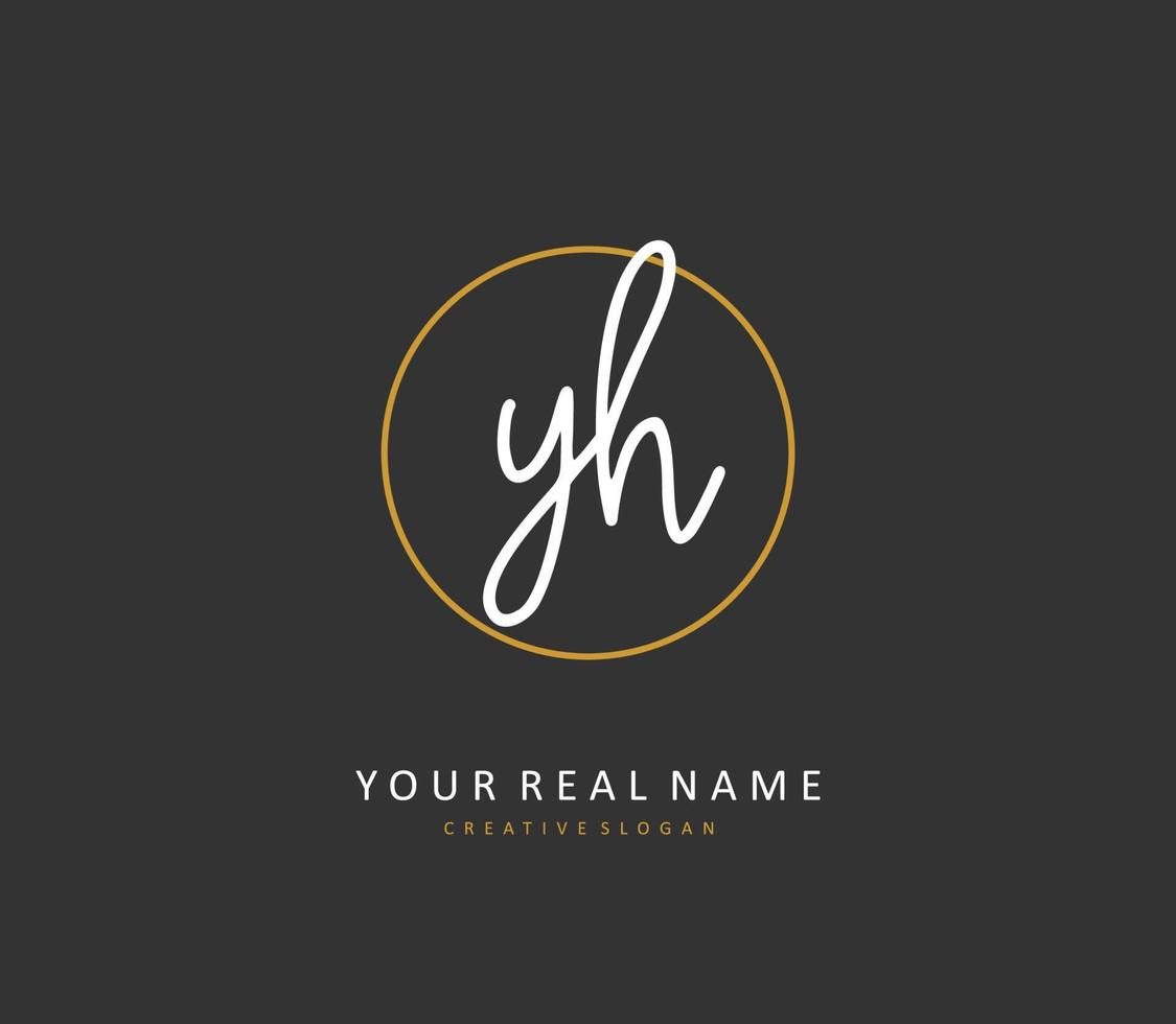 Y H YH Initial letter handwriting and  signature logo. A concept handwriting initial logo with template element. vector