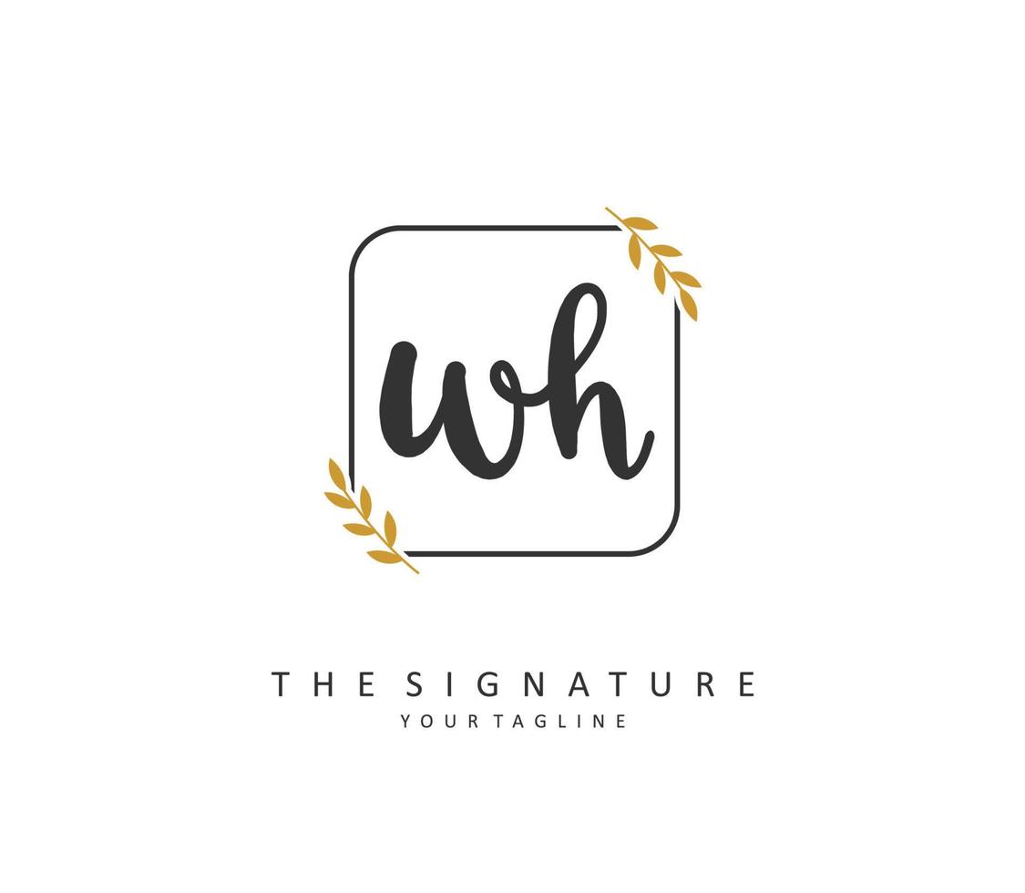 W H WH Initial letter handwriting and  signature logo. A concept handwriting initial logo with template element. vector