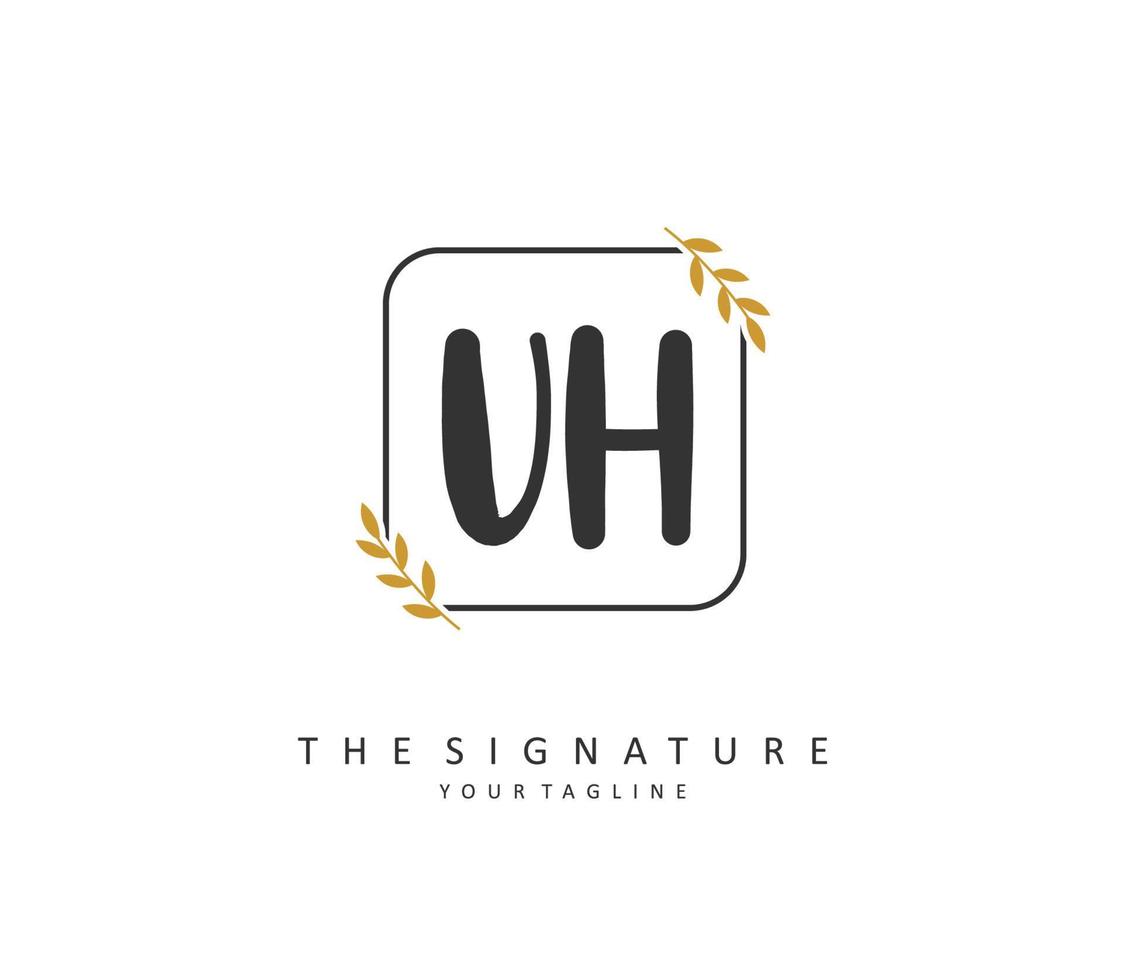 U H UH Initial letter handwriting and  signature logo. A concept handwriting initial logo with template element. vector