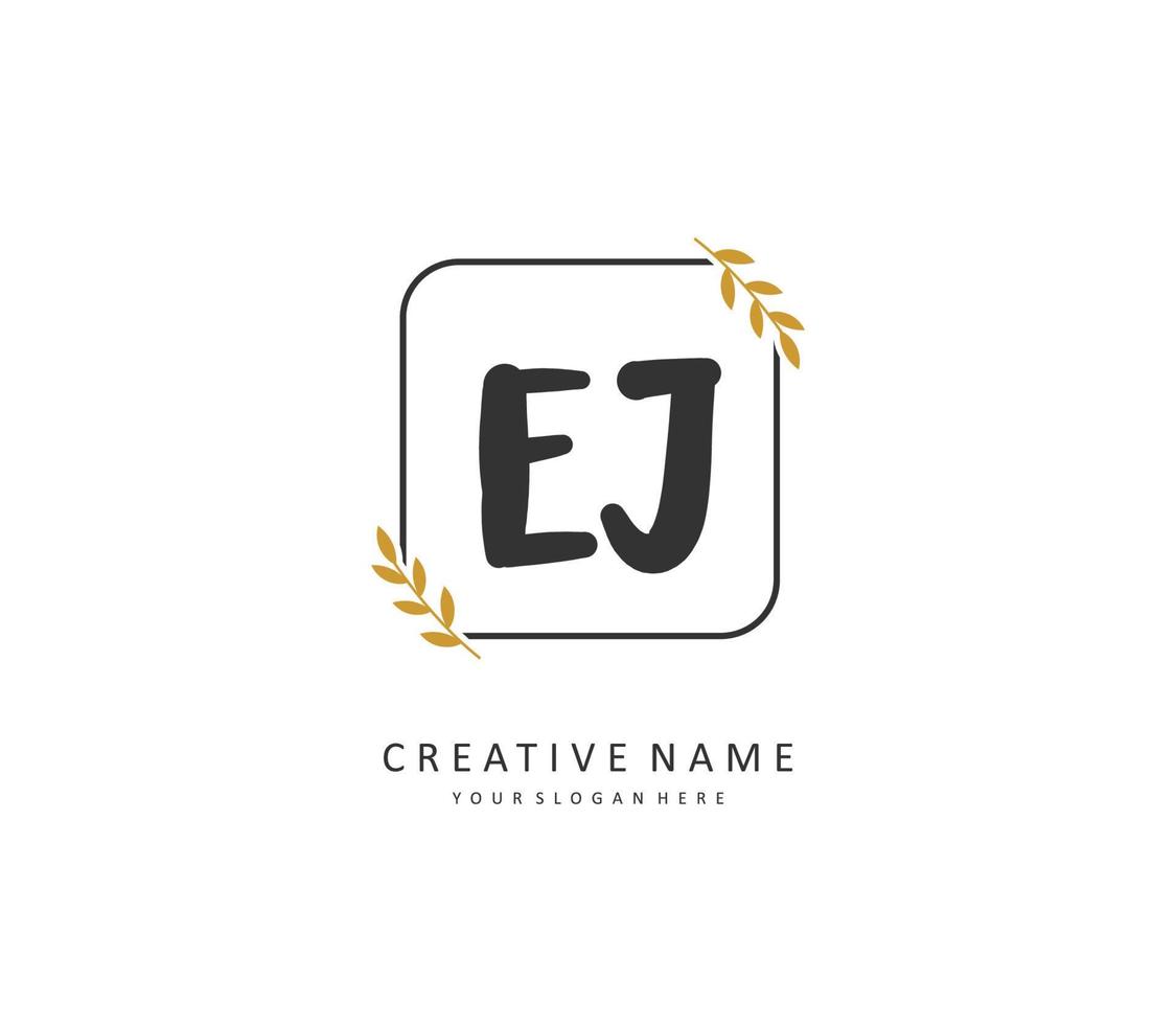EJ Initial letter handwriting and  signature logo. A concept handwriting initial logo with template element. vector