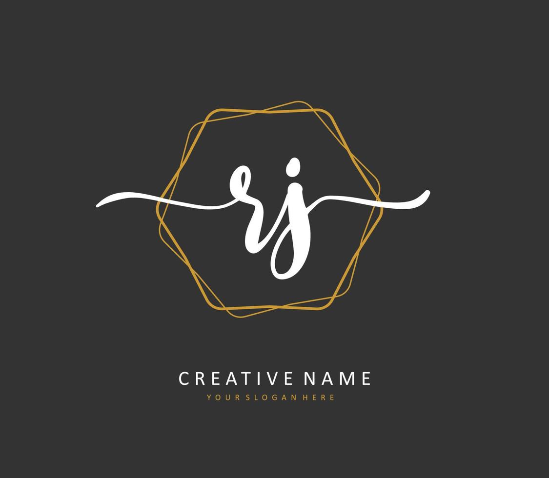 RJ Initial letter handwriting and  signature logo. A concept handwriting initial logo with template element. vector