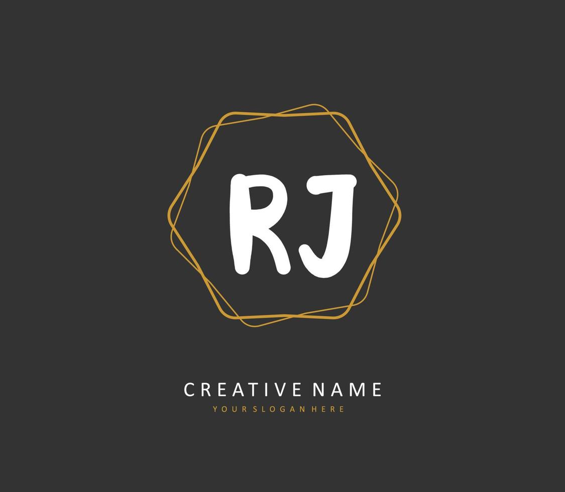 RJ Initial letter handwriting and  signature logo. A concept handwriting initial logo with template element. vector