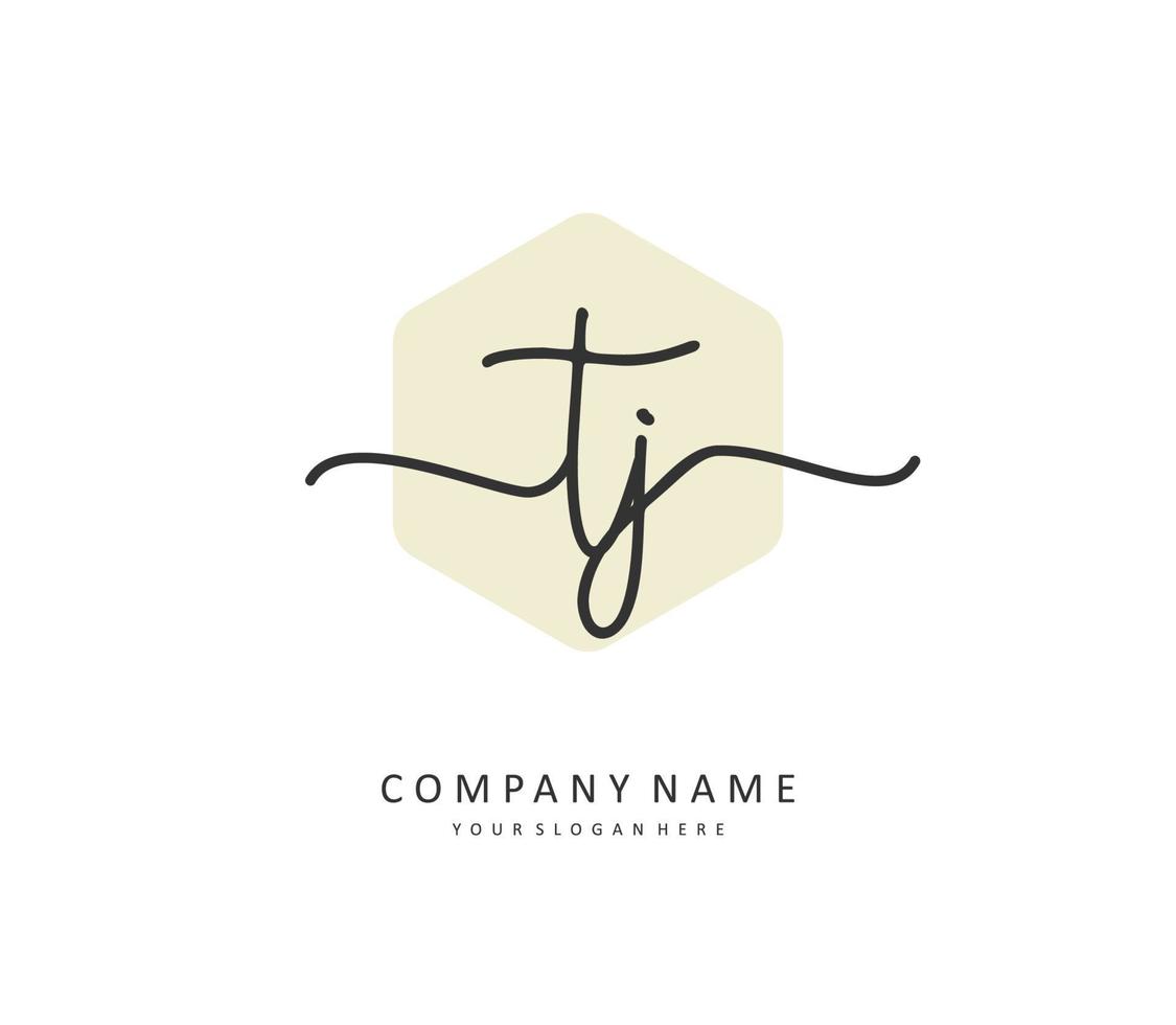 TJ Initial letter handwriting and  signature logo. A concept handwriting initial logo with template element. vector