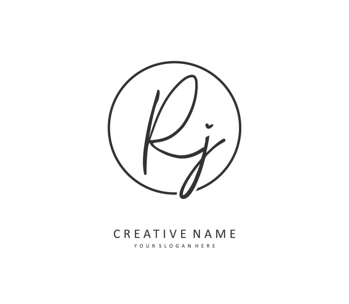 RJ Initial letter handwriting and  signature logo. A concept handwriting initial logo with template element. vector