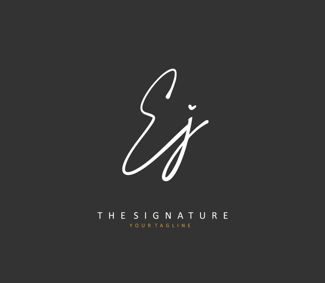 EJ Initial letter handwriting and  signature logo. A concept handwriting initial logo with template element. vector