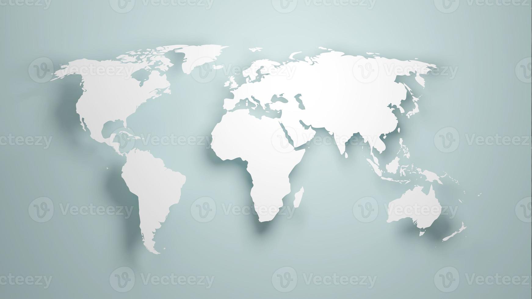 World map banner concept. Detailed flat map of continents. 3d rendering photo