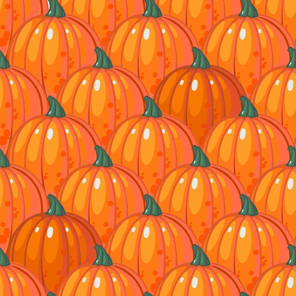 Seamless pattern with rows of ripe orange pumpkins. Hand drawn vector illustration. Seasonal, autumn vegetables. Farmed organic products. Organic Pumpkin Autumn Harvest.