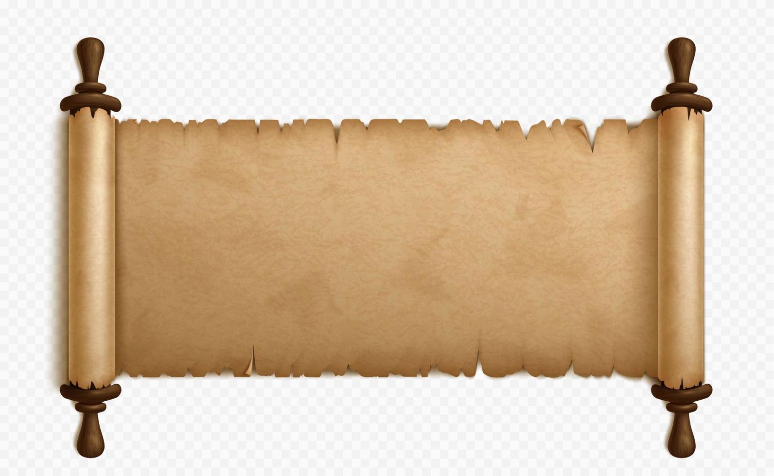 Realistic open parchment scroll on transparent vector