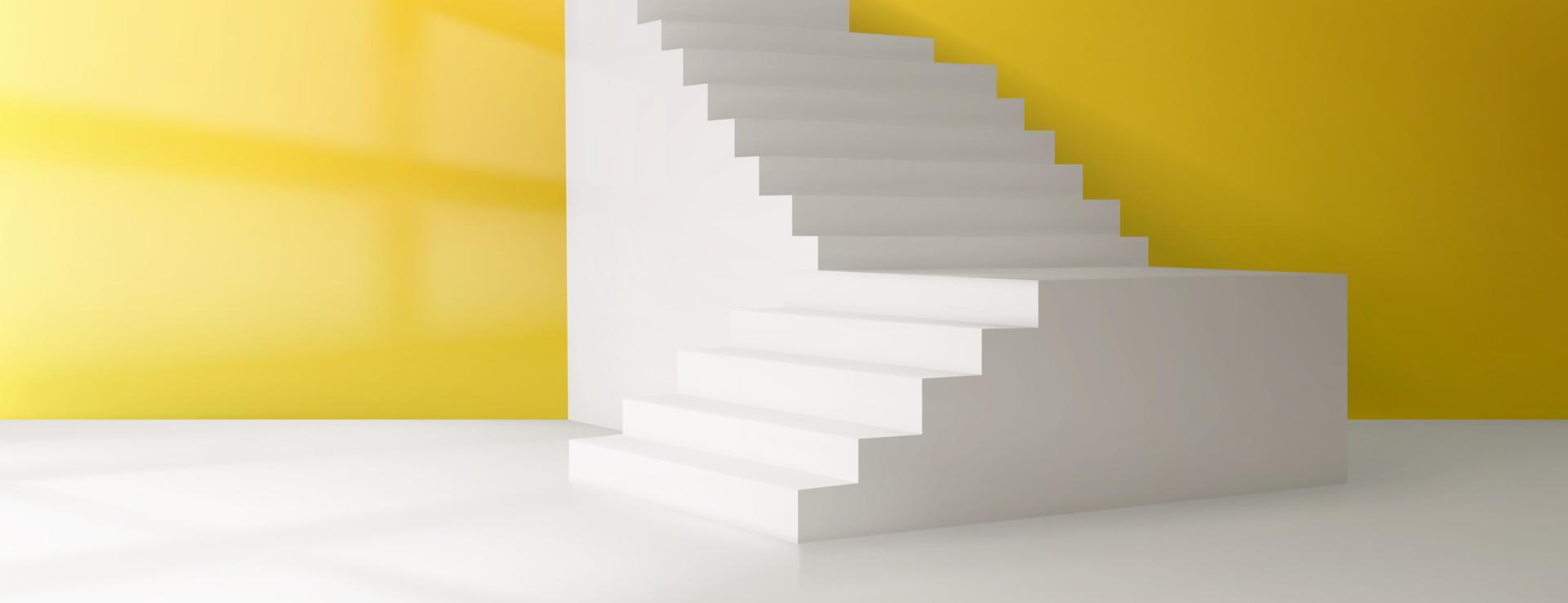 3d vector room with stairs, yellow wall background