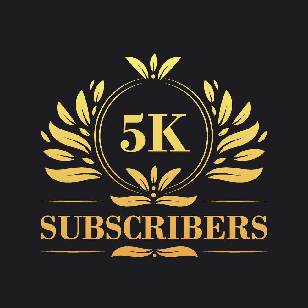 5K Subscribers celebration design. Luxurious 5K Subscribers logo for social media subscribers vector