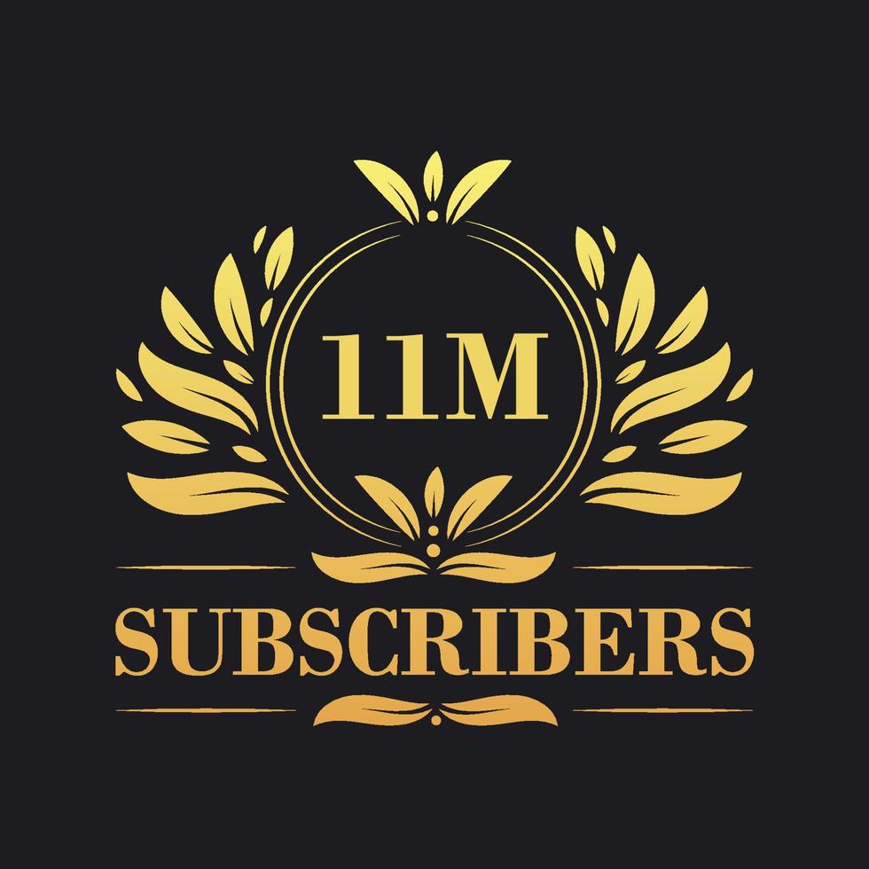 11M Subscribers celebration design. Luxurious 11M Subscribers logo for social media subscribers vector