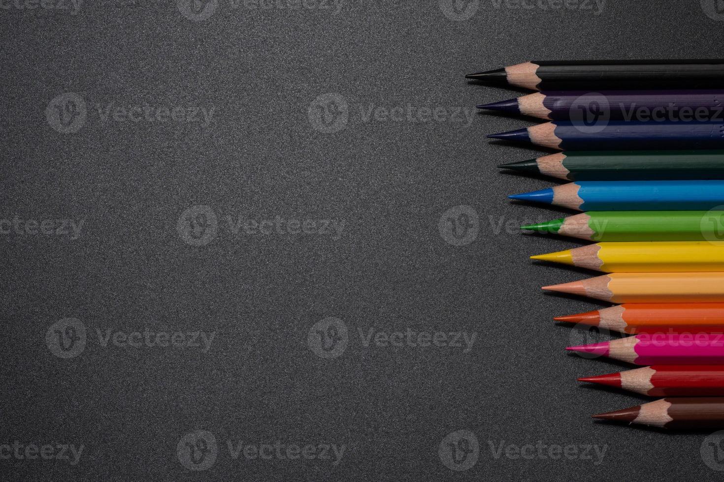 Rainbow color pencils, Stock image