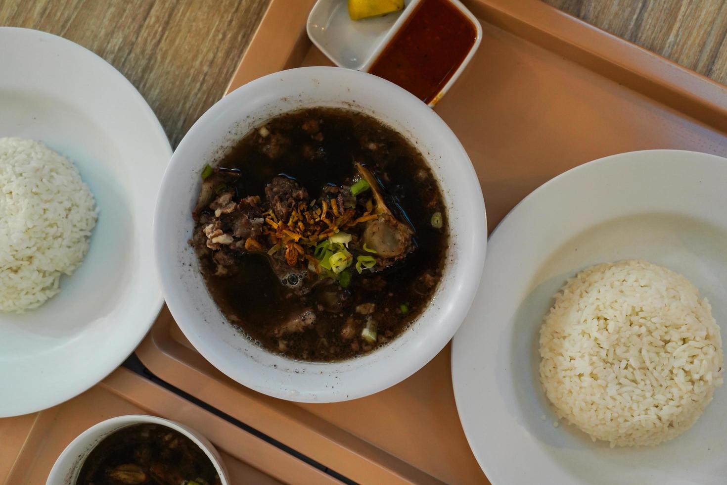 Sop Konro Soup, konro bakar grilled the delicious one, Beef Soup is usually made from ribs or oxtail, a typical Indonesian soto dish originating from Makassar photo