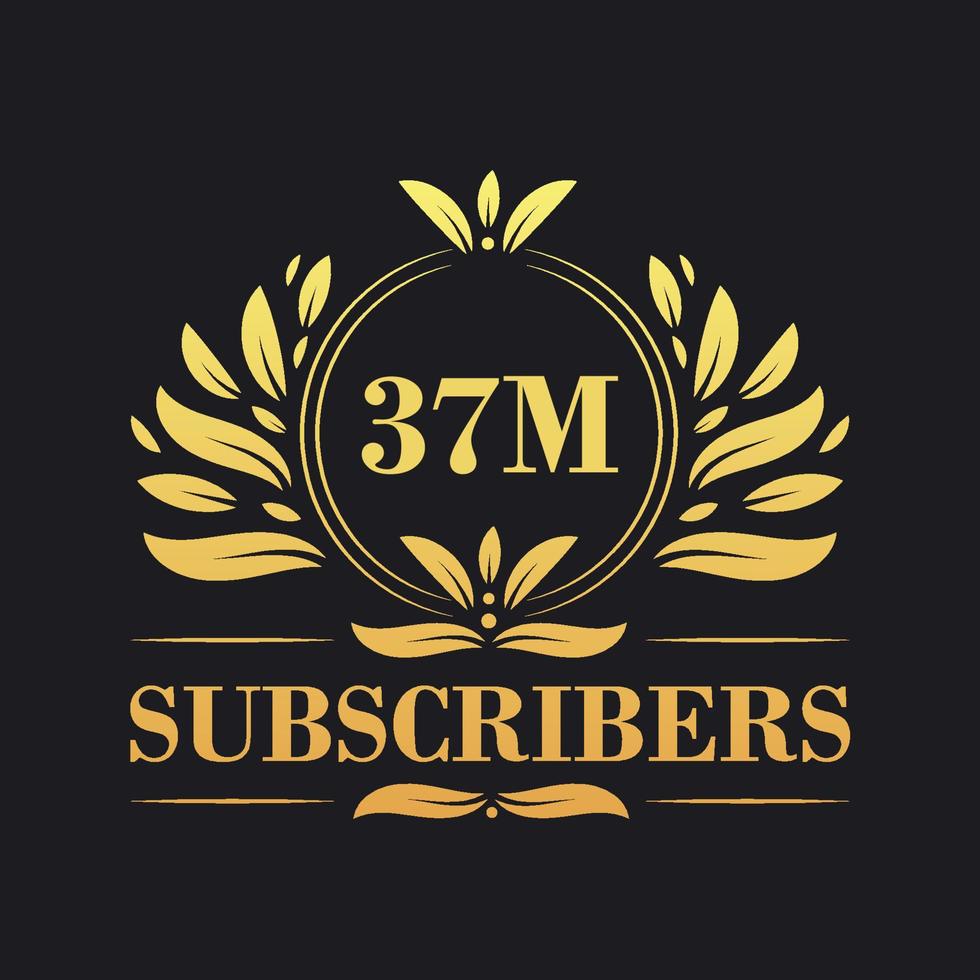 37M Subscribers celebration design. Luxurious 37M Subscribers logo for social media subscribers vector