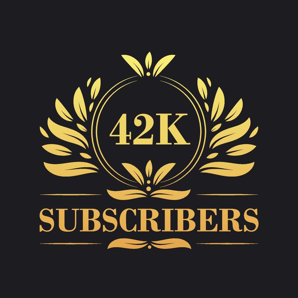 42K Subscribers celebration design. Luxurious 42K Subscribers logo for social media subscribers vector