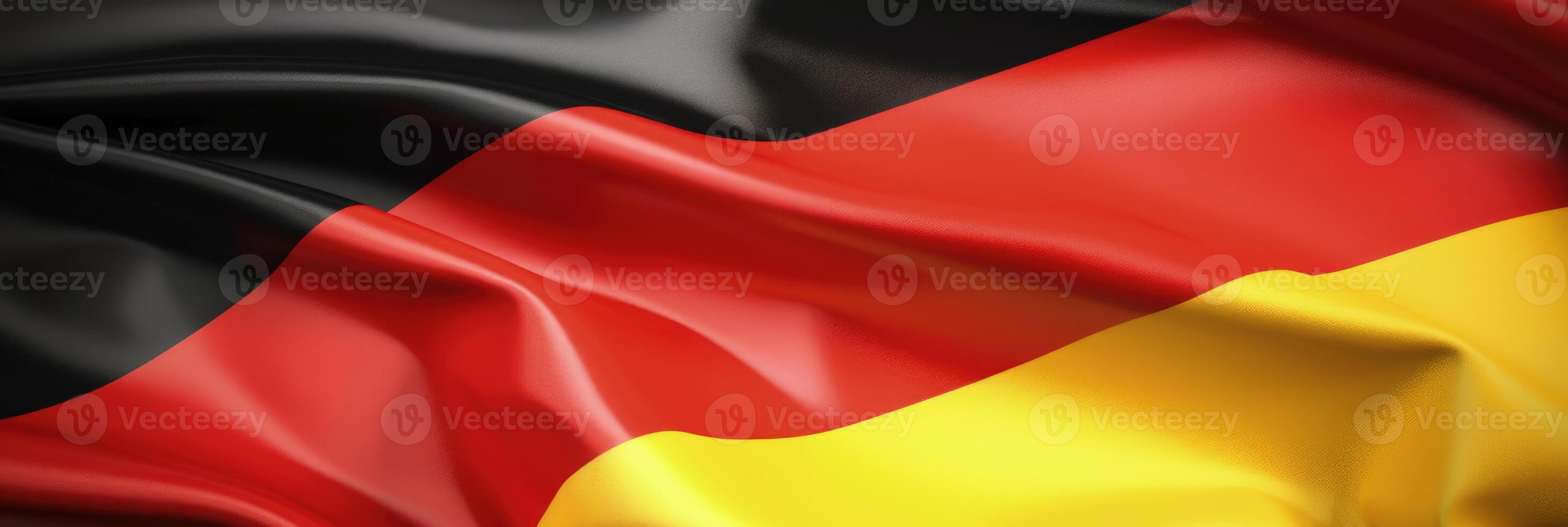 Waving Flag of Germany. Banner or header in german national colors black red and gold. . photo