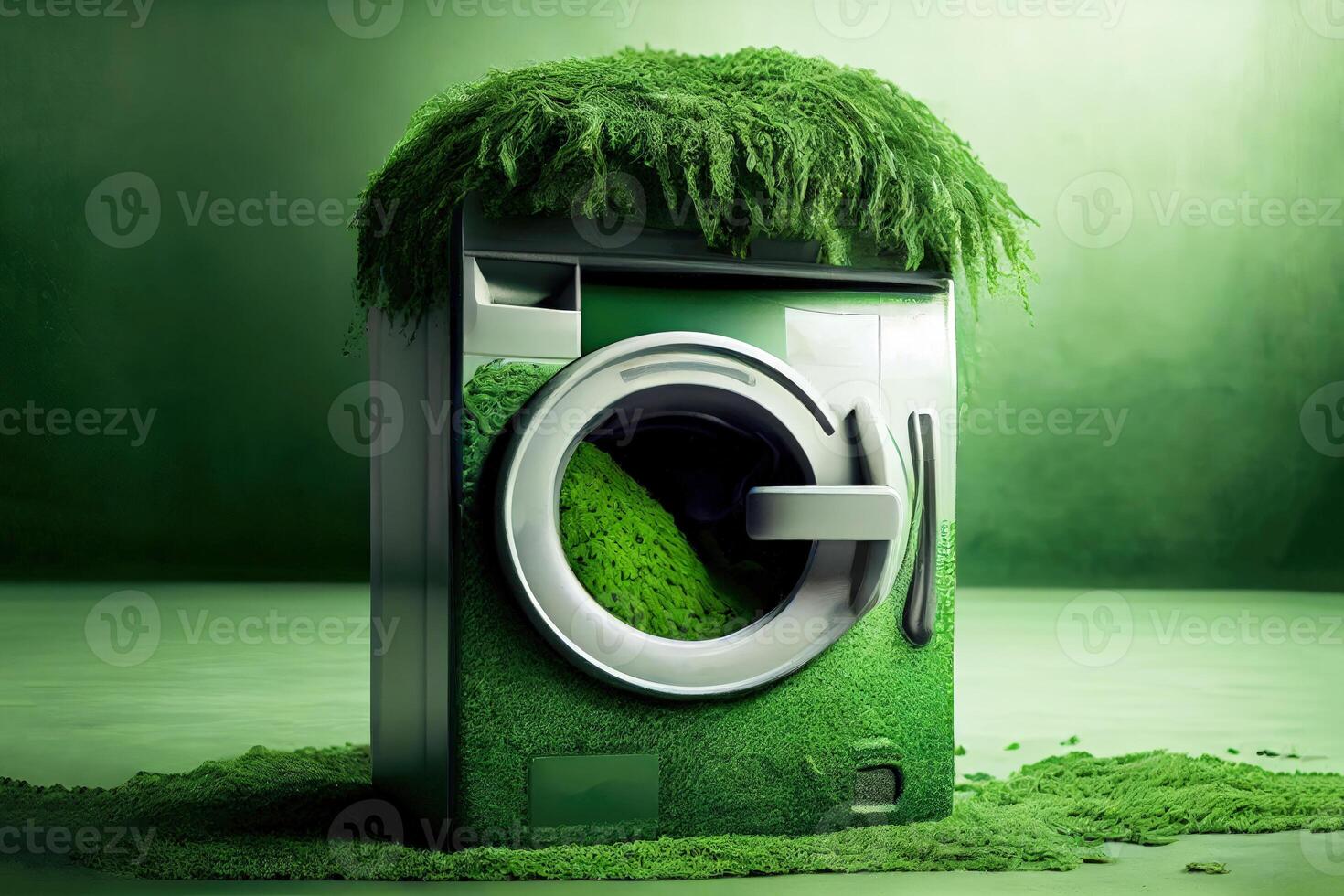 Greenwashing or green sheen concept with washing machine. . photo