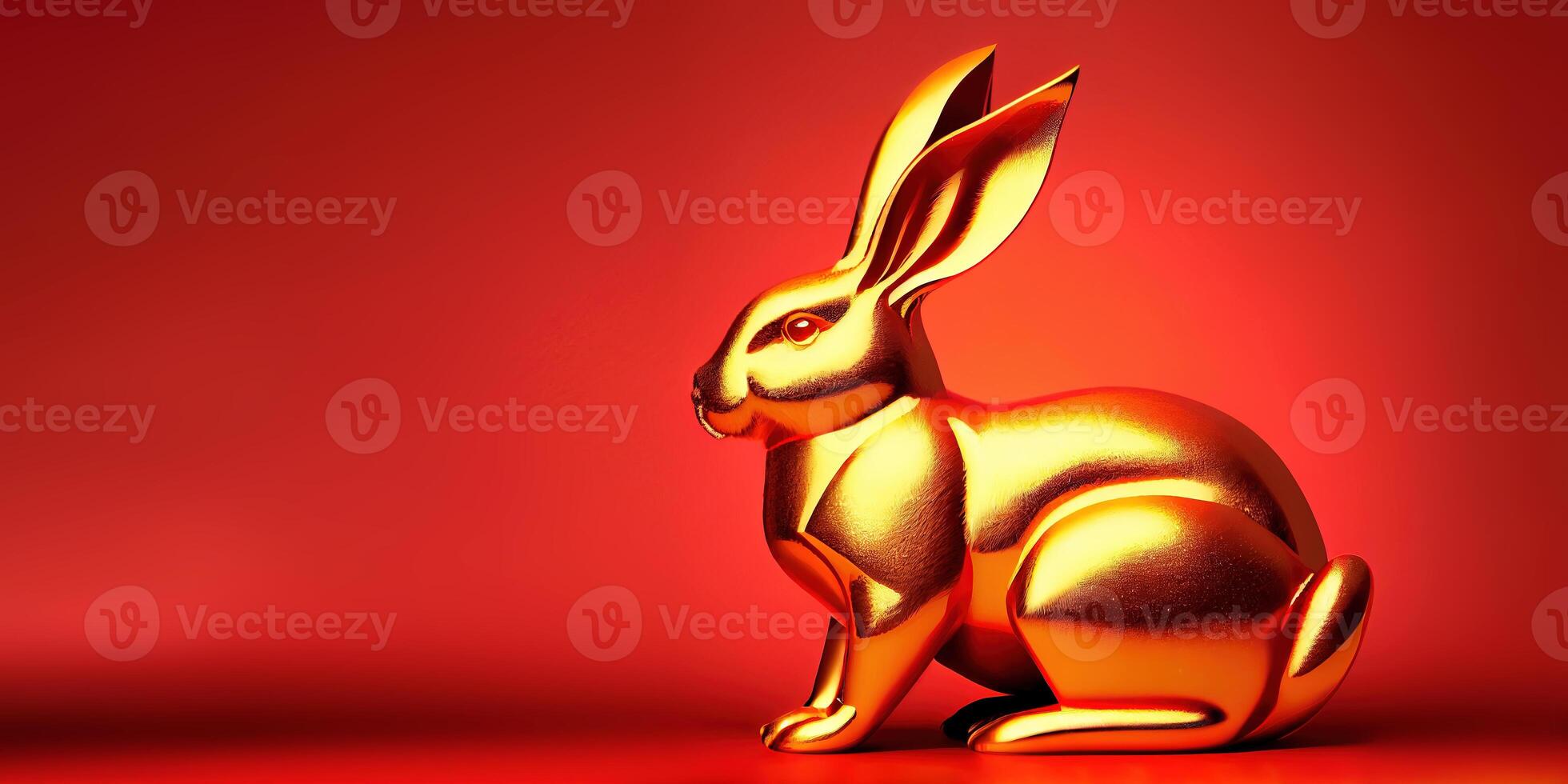 Gold bunny banner for easter year of the rabbit - photo