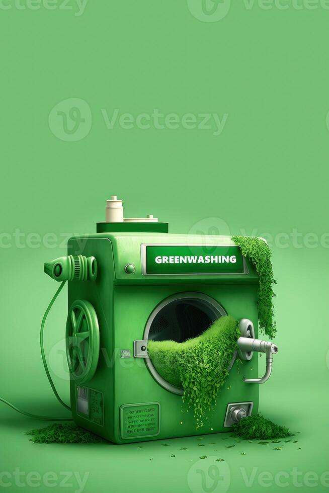 Greenwashing or green sheen concept with copy space on vertical background. . photo