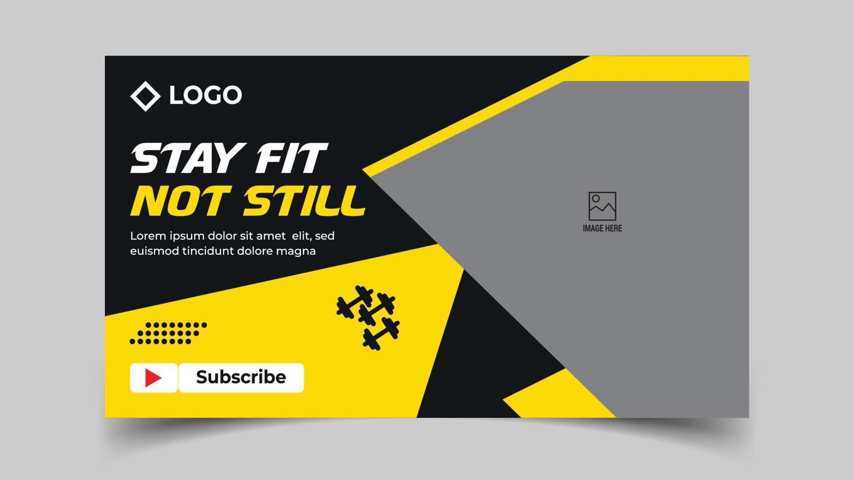 Gym video Thumbnail or Banner Template vector