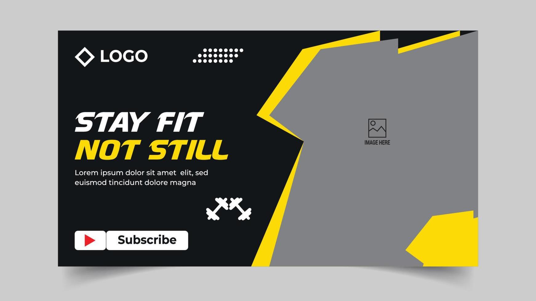 Gym video Thumbnail or Banner Template vector