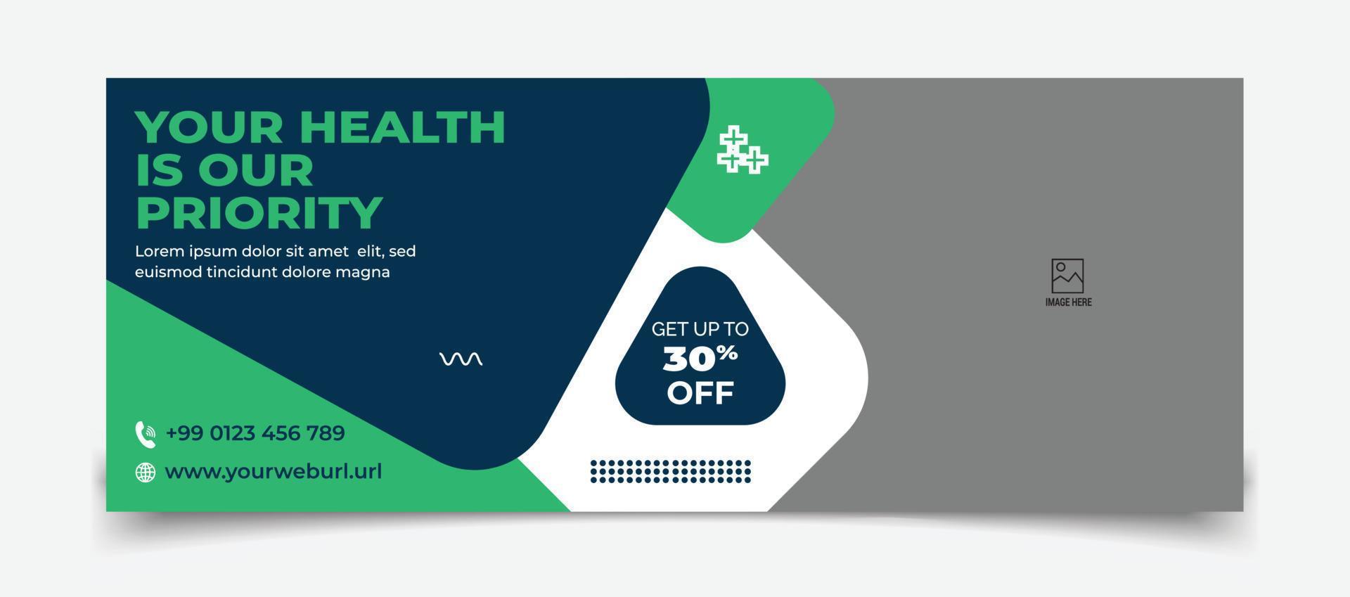 Medical services provide web cover or web banner design template vector