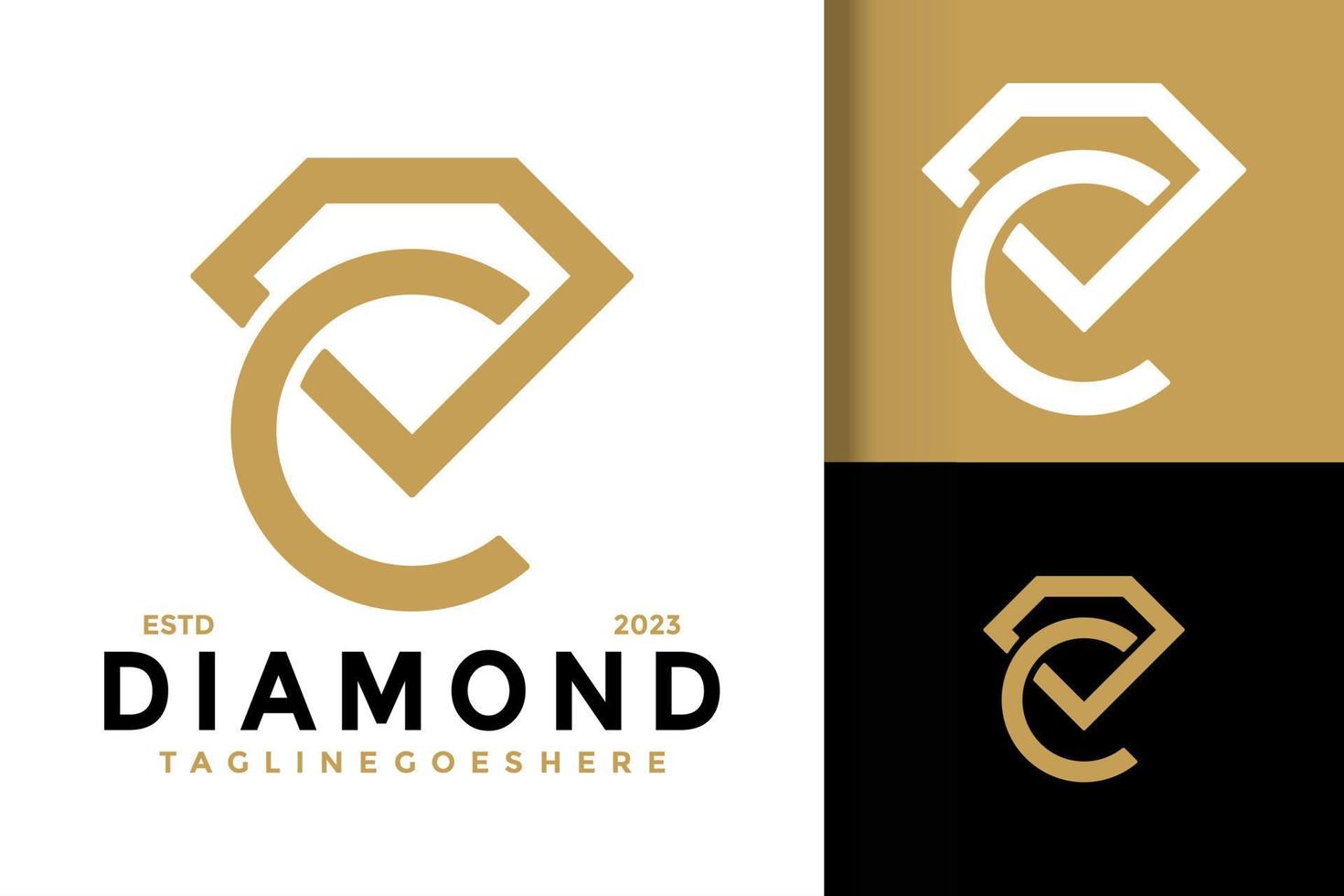 Letter C diamond gem logo vector icon illustration