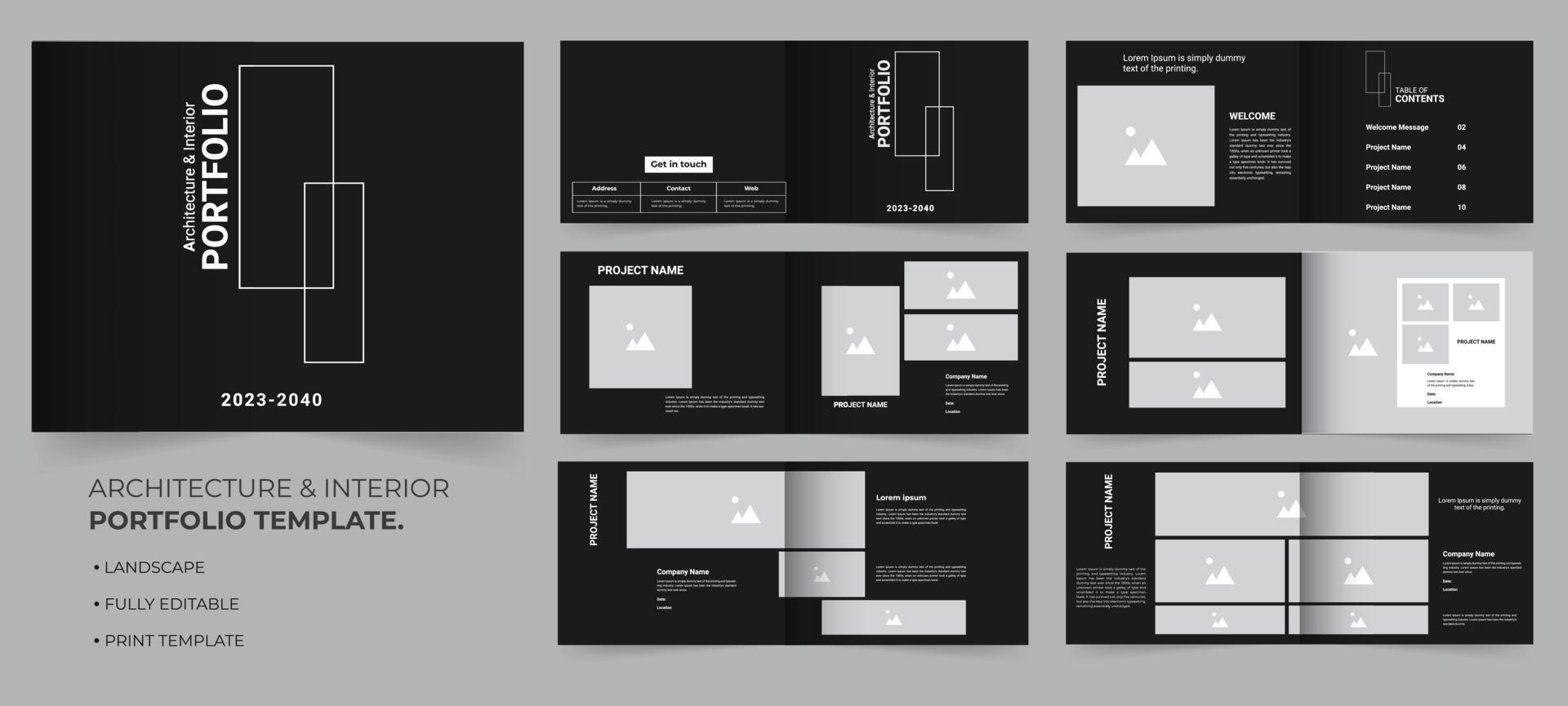 Modern architecture and interior portfolio template landscape design vector