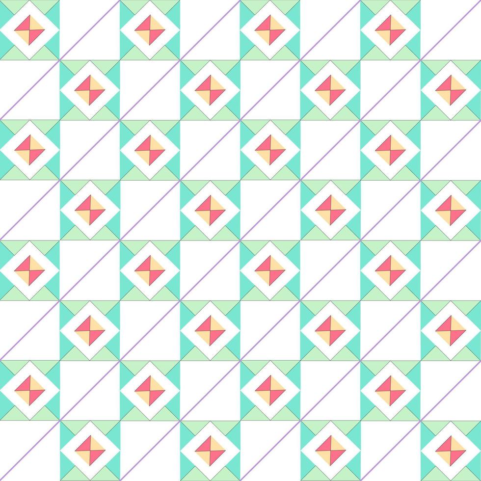 beautiful pastel square triangle green and orange tone decorative wallpaper and gift paper on white background vector