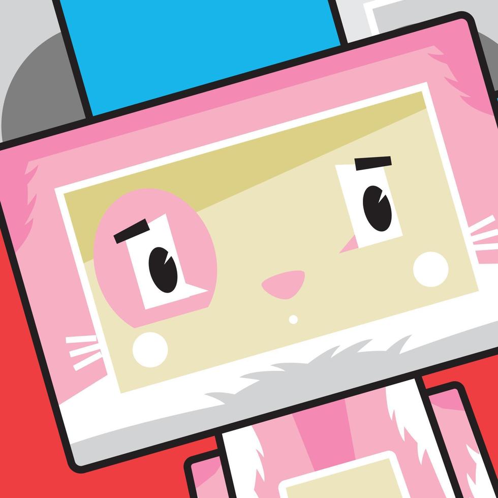 Cute Cartoon Pink Bunny Rabbit Character vector