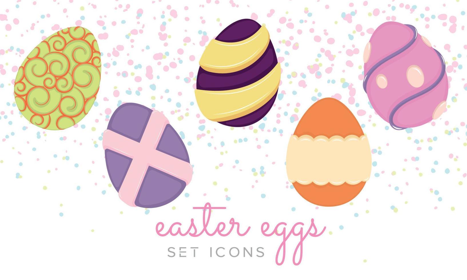 Traditional colored easter eggs icons set Vector