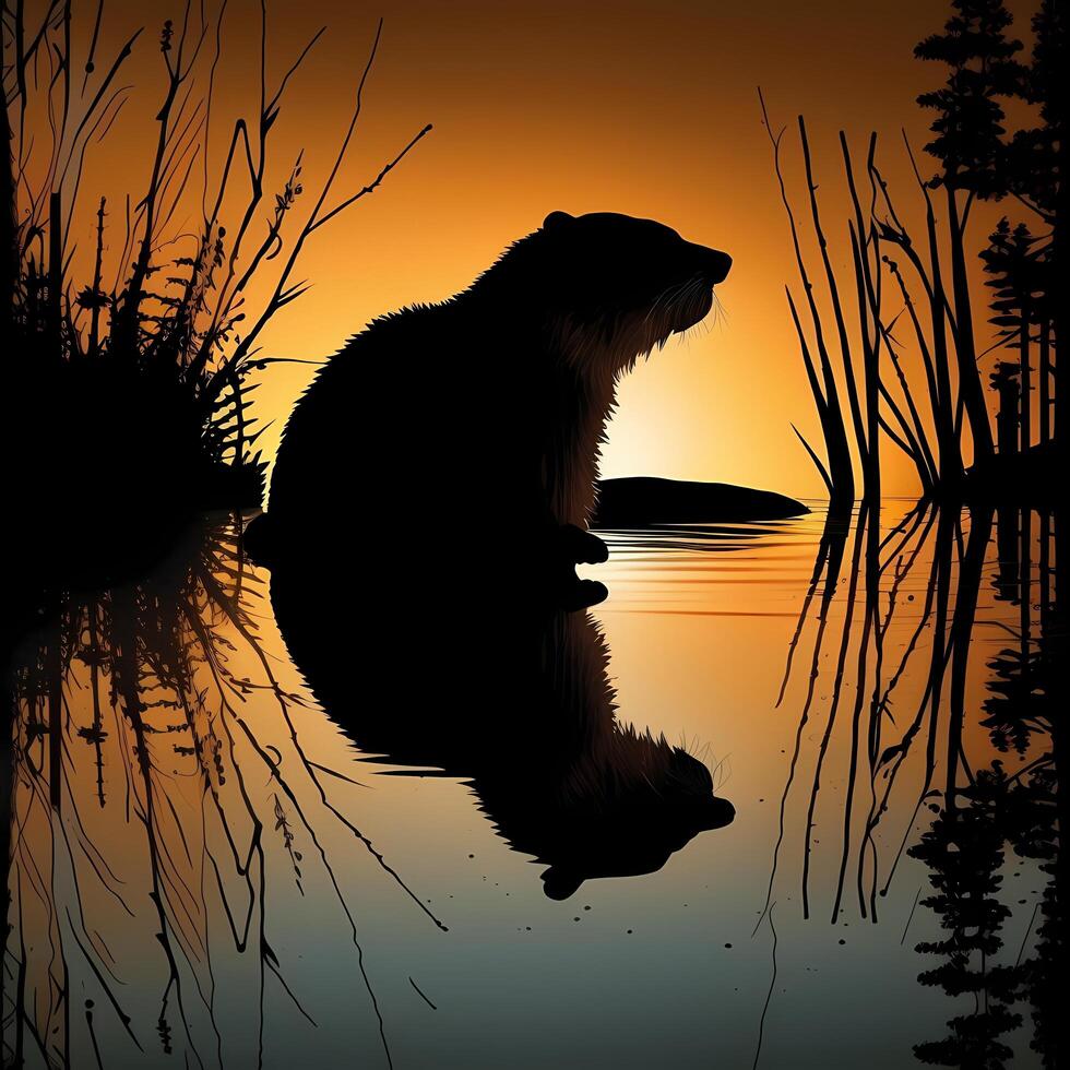 beaver silhouette aesthetic photo
