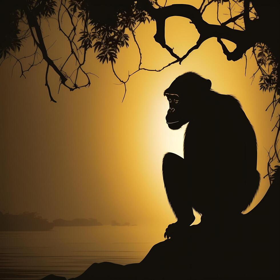 monkey silhouette aesthetic photo