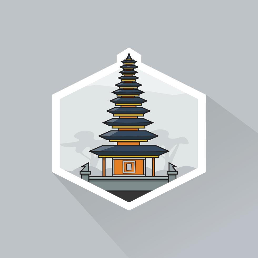 ilustración de pura ulun danu en plano diseño vector