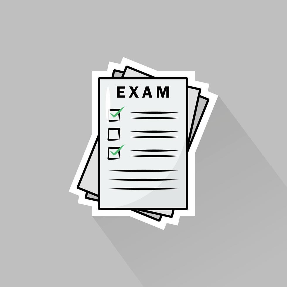 ilustración de examen papel en plano diseño vector