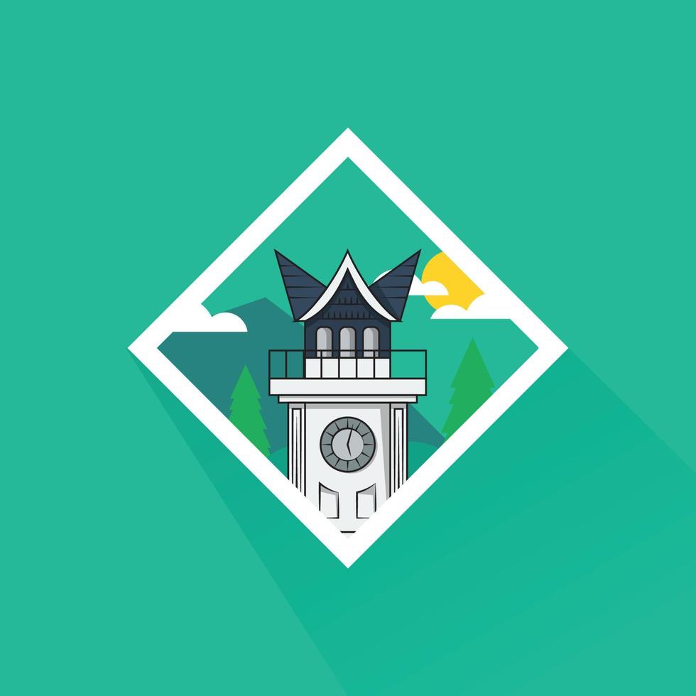 Illustration of Jam Gadang in Flat Design vector